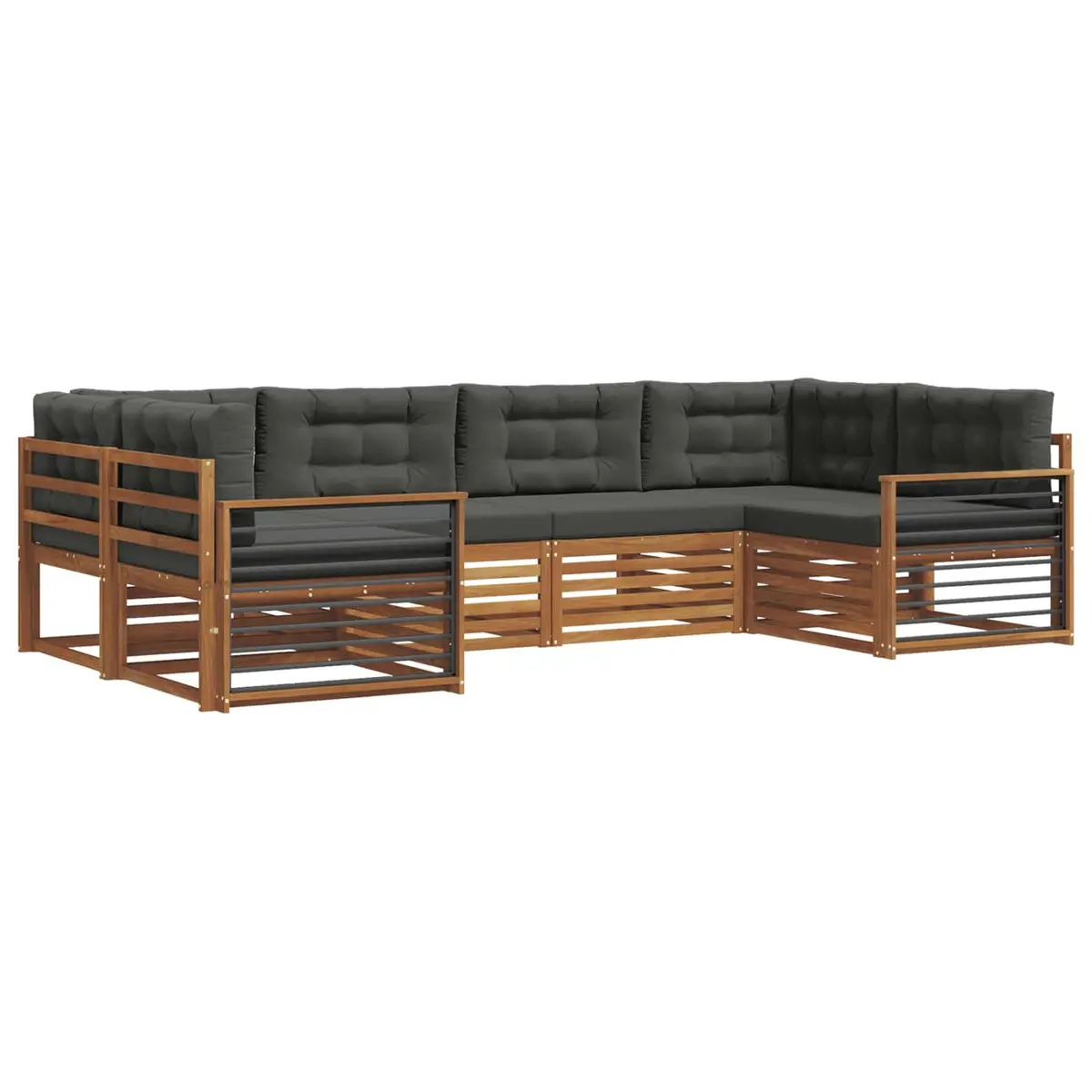 Outdoor Sofa Set Modular 6 Piece Natural Anthracite Solid Acacia Wood