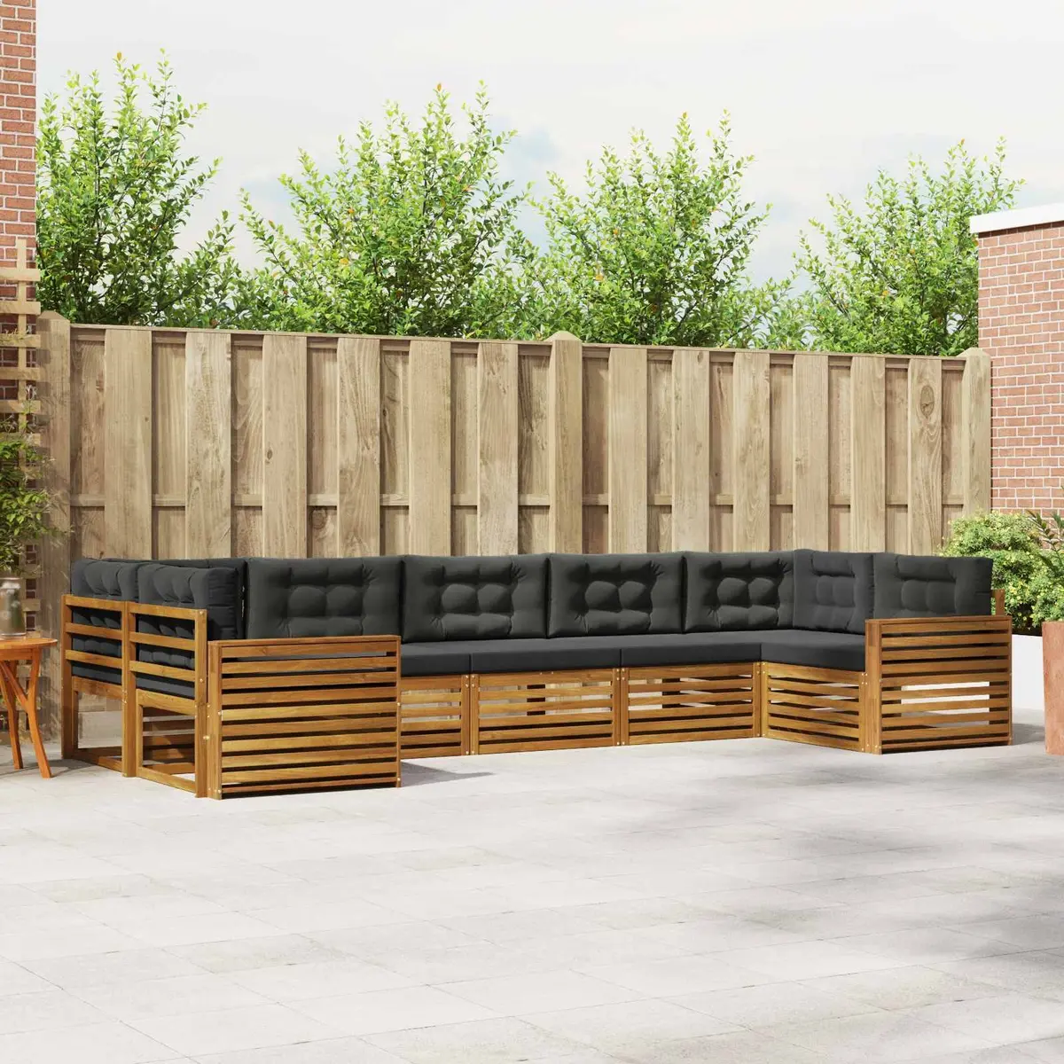 Outdoor Sectional Sofa Set Modular 7 Piece Warm Brown Solid Acacia Wood Frame
