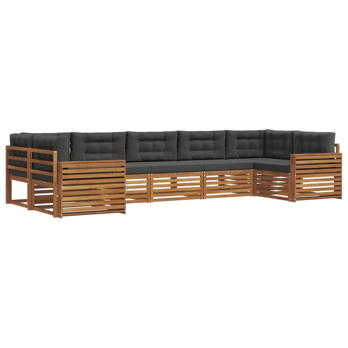Outdoor Sectional Sofa Set Modular 7 Piece Warm Brown Solid Acacia Wood Frame