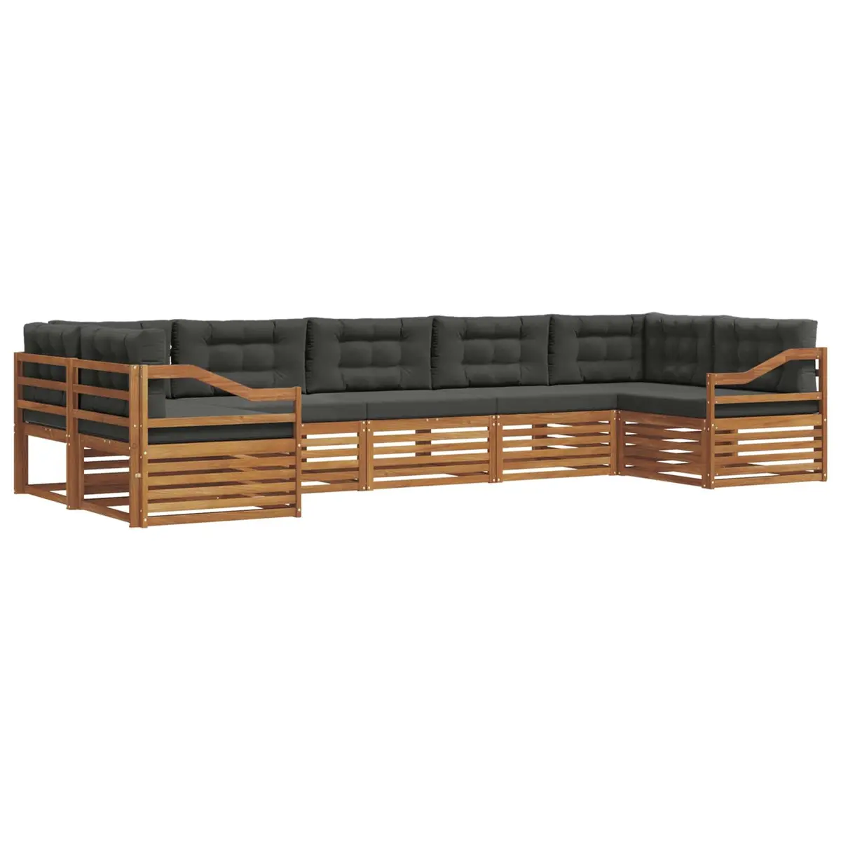 Outdoor Sectional Sofa Set Modern 7 Piece Modular Acacia Wood Garden Patio Furniture