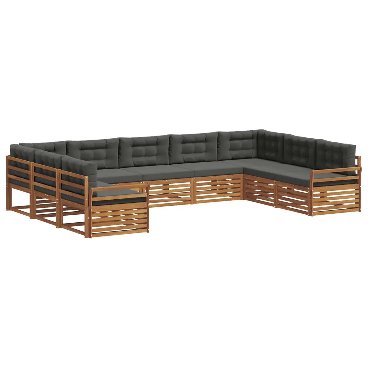 Outdoor Sofa Set Modern Natural Anthracite 9 Piece Solid Acacia Wood