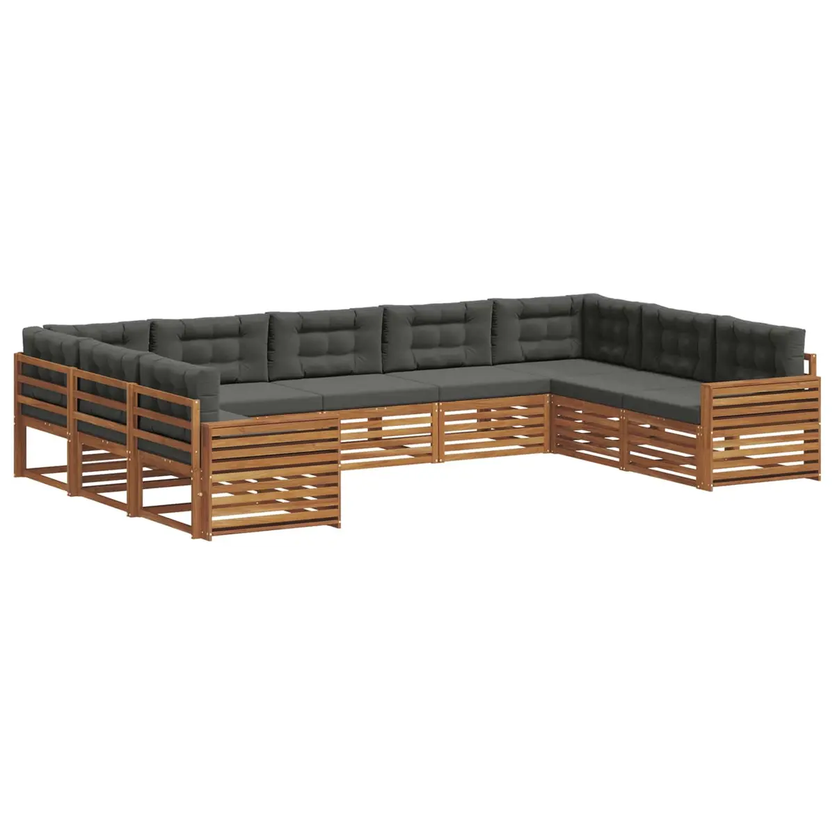 Outdoor Sofa Set Modular 9 Piece Natural Anthracite Solid Acacia Wood