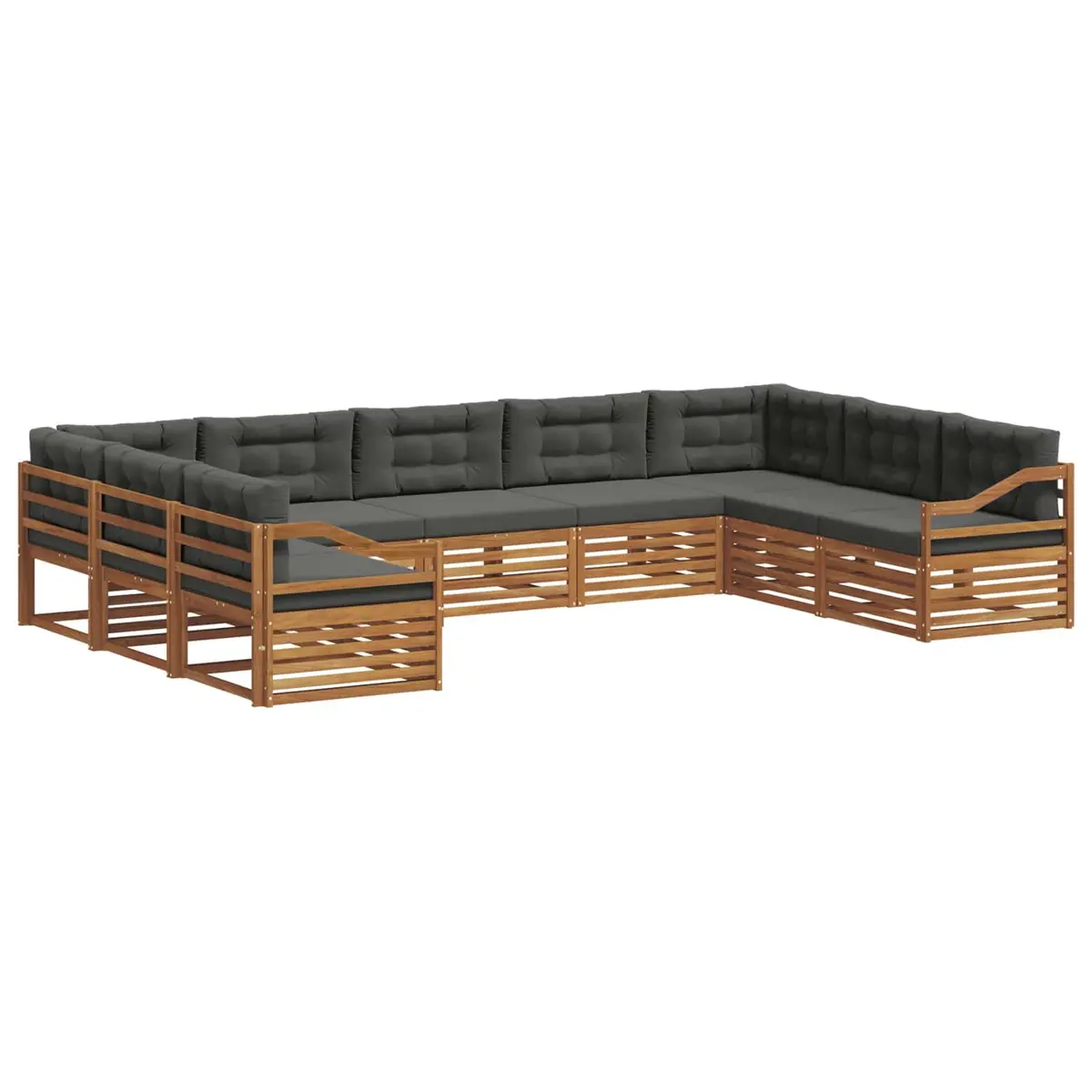 Outdoor Sofa Set Modular 9 Piece Natural Anthracite Acacia Wood