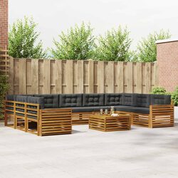 10-Piece Modular Outdoor Sofa Set in Natural Acacia