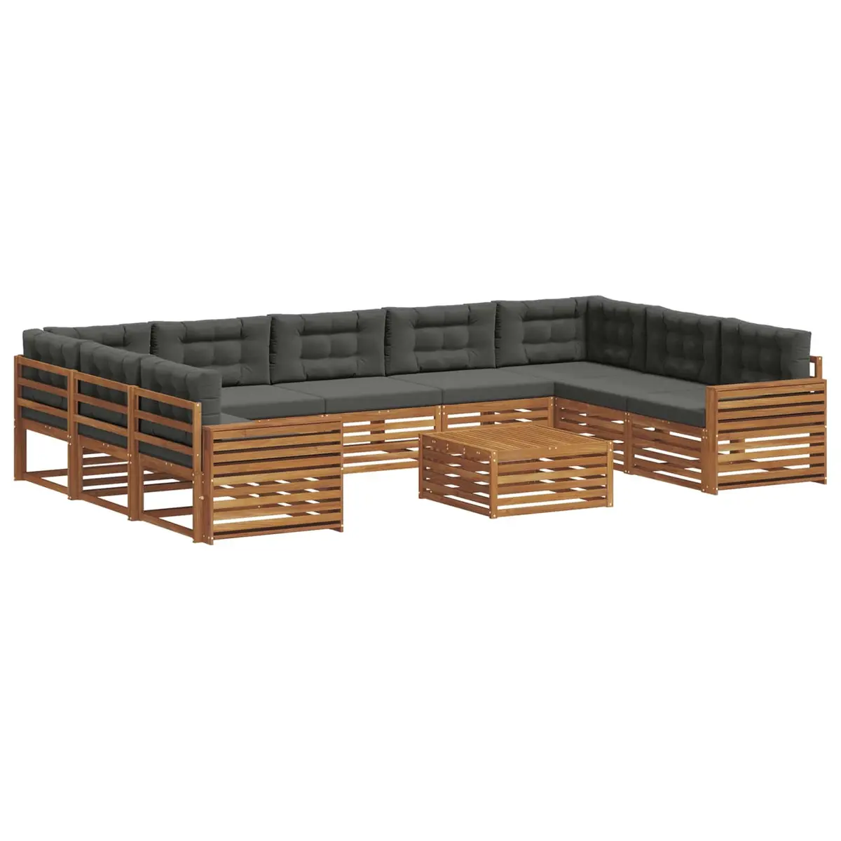 Outdoor Sofa Set Modular 10 Pieces Natural Anthracite Solid Acacia
