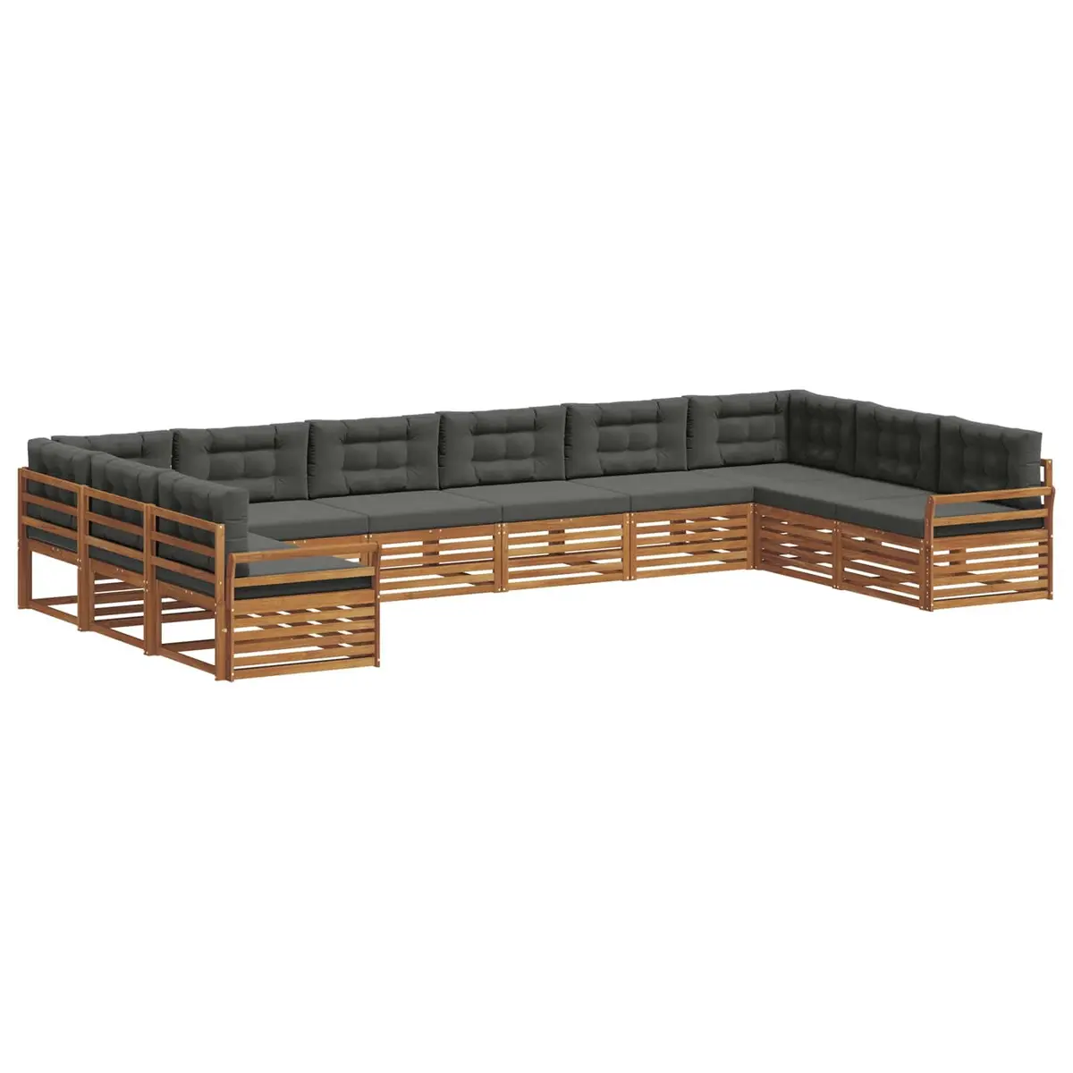 Outdoor Sofa Set Modular Natural Anthracite Acacia Wood 7 Piece Garden Furniture