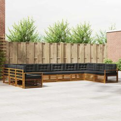 11-Piece Modular Outdoor Sofa Set in Natural Acacia