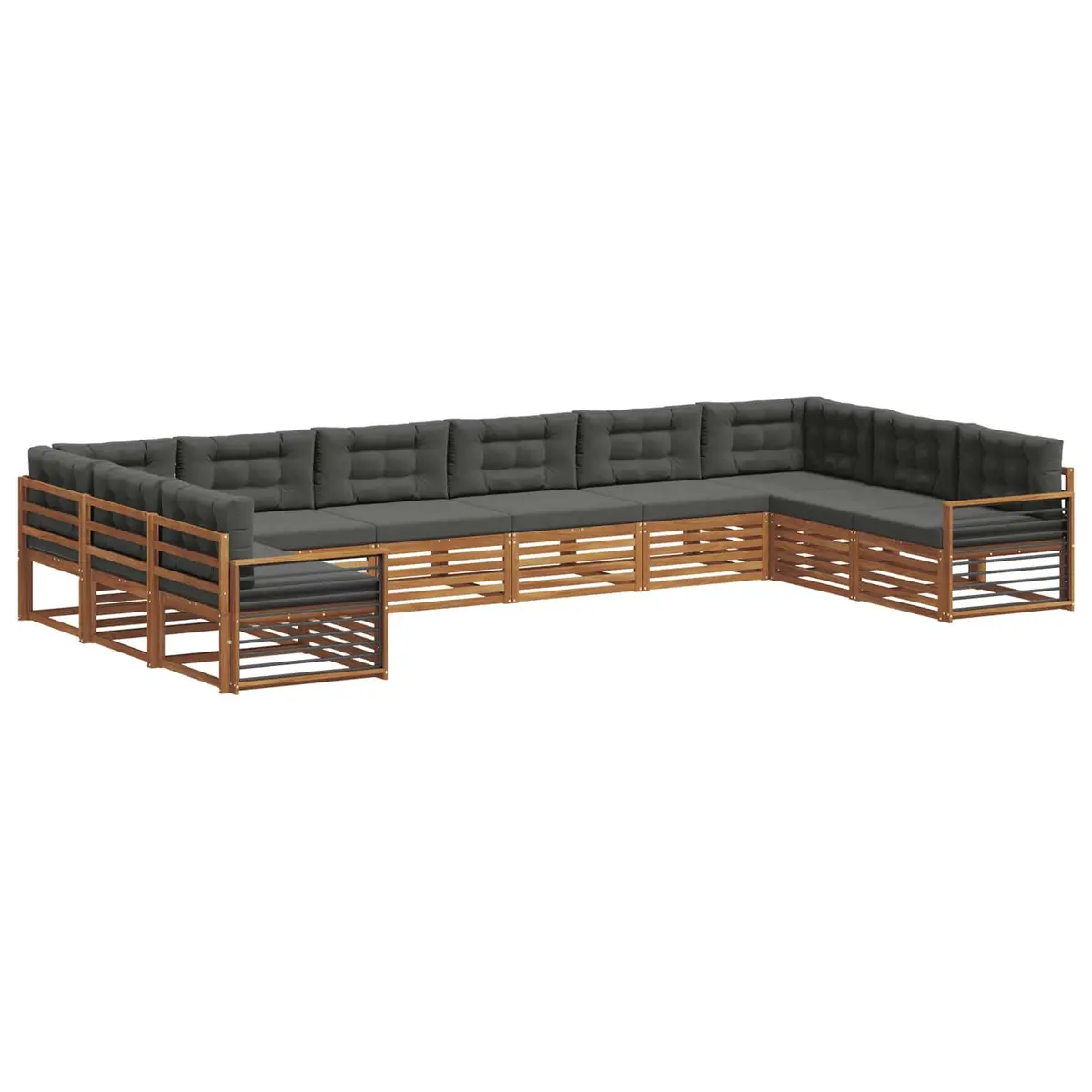 11-Piece Modular Outdoor Sofa Set in Natural Acacia