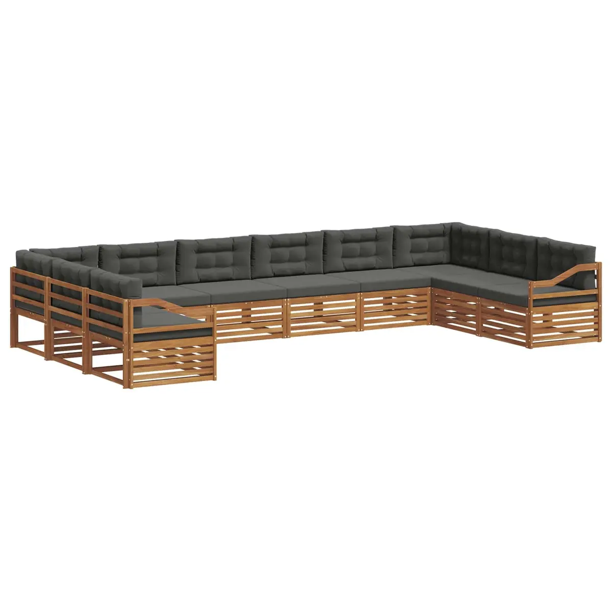 Outdoor Sofa Sets 10 pcs Garden Furniture Natural Anthracite Acacia Wood