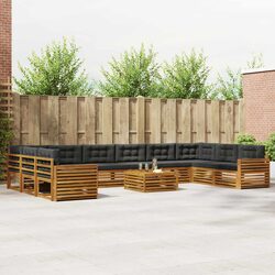 11 Piece Outdoor Sofa Set in Natural Anthracite
