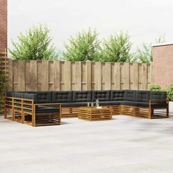 11-Piece Outdoor Sofa Set in Natural Acacia Wood