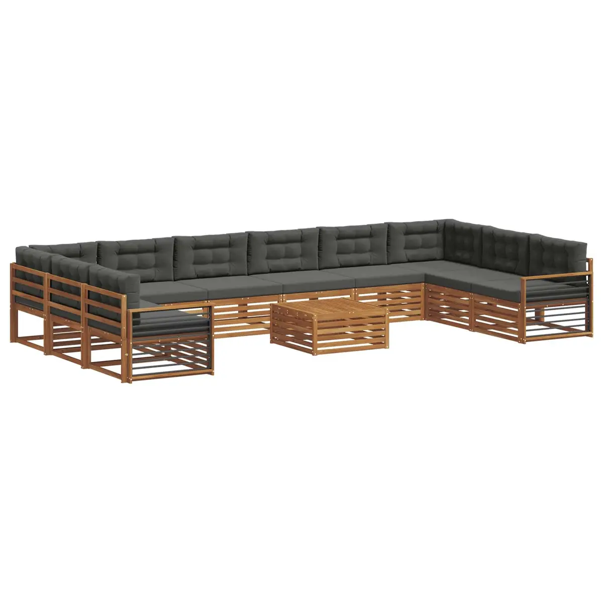 Outdoor Sofa Set Modular 11 Piece Natural Anthracite Solid Acacia Wood