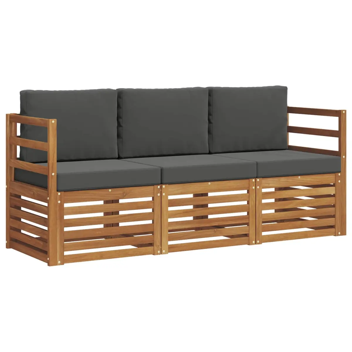 Outdoor Sectional Sofa Set Modern 3 Piece Solid Acacia Wood