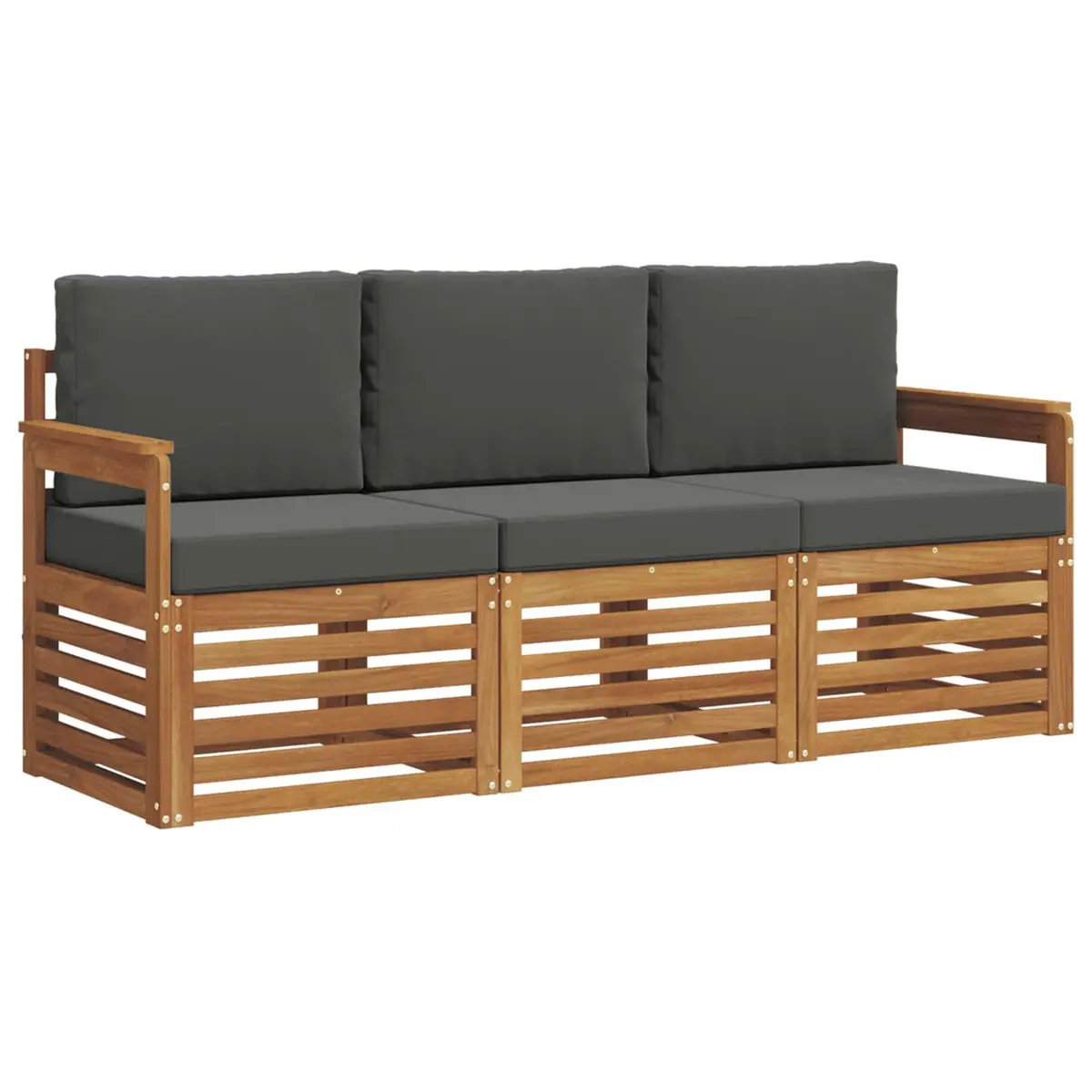 Outdoor Sectional Sofa Set Modular 3 Piece Natural Acacia Wood