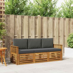 3-Piece Outdoor Sectional Sofa Set in Solid Acacia Wood