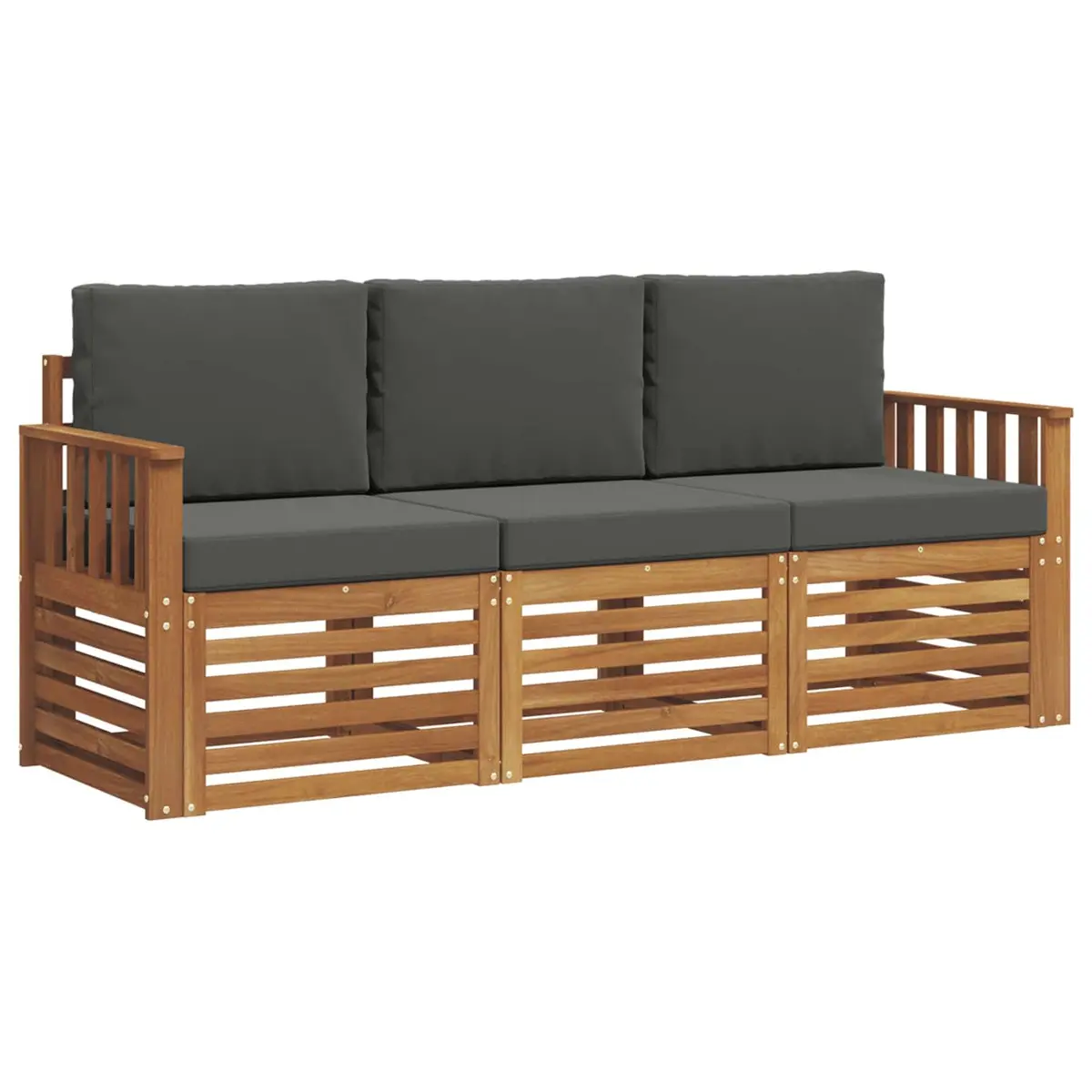 Outdoor Sectional Sofa Set Modern 3 Piece Solid Acacia Wood Garden Patio Furniture