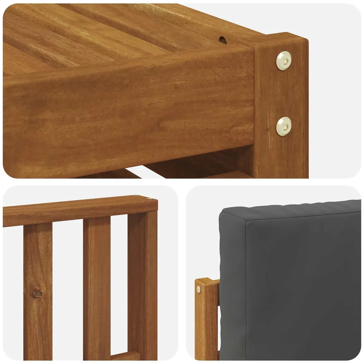 5 Piece Outdoor Sofa Set Natural Anthracite Acacia Wood Garden Furniture