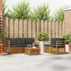 6-Piece Modular Outdoor Sofa Set in Natural Acacia