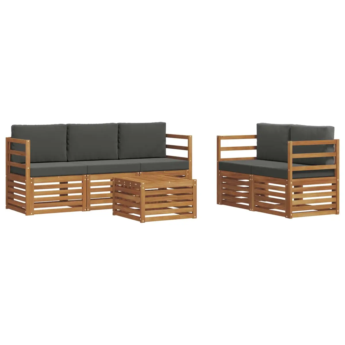 Outdoor Sofa Set Modular 6 Piece Natural Anthracite Acacia Wood