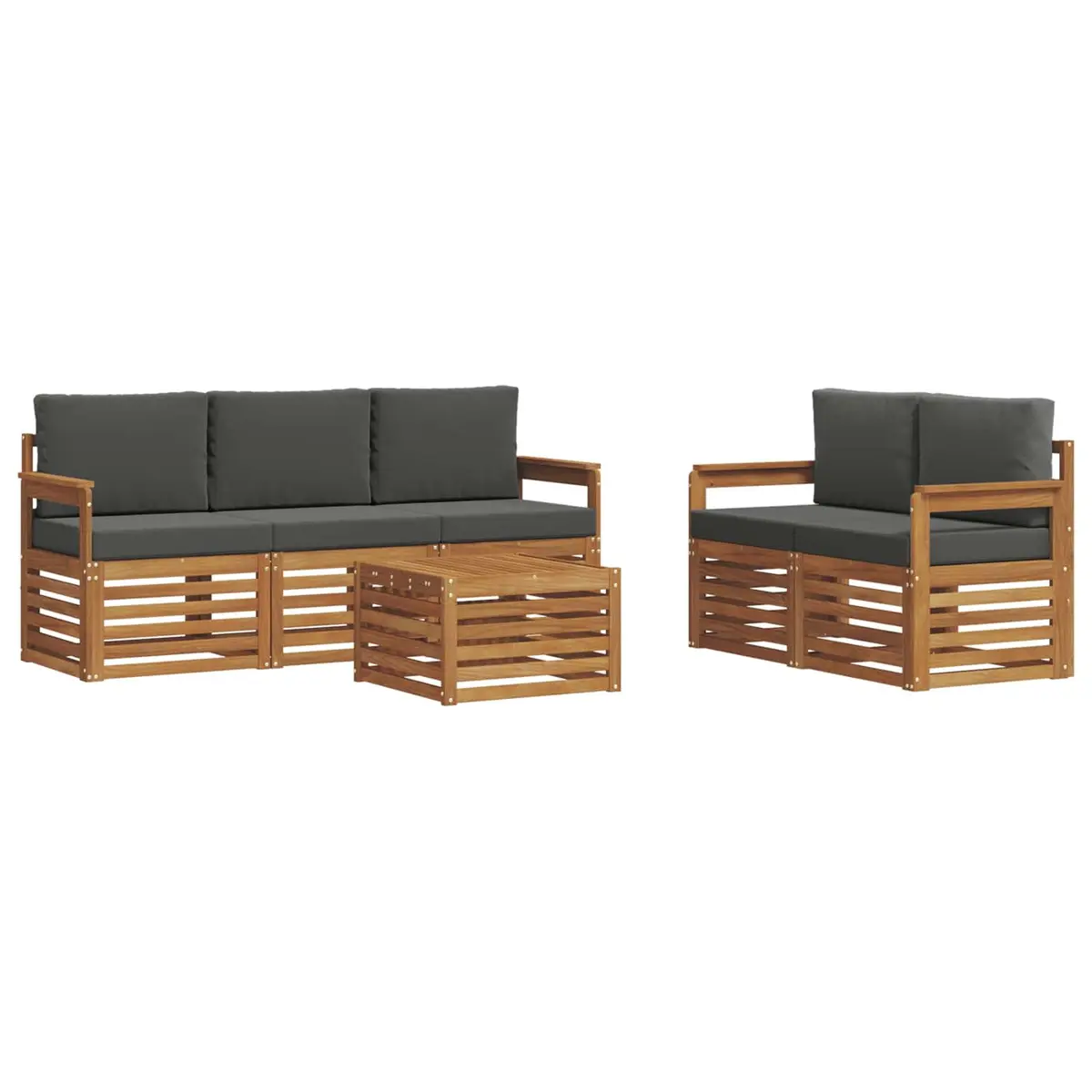 Outdoor Sofa Sets 6 Piece Garden Furniture Solid Acacia Wood Natural Anthracite