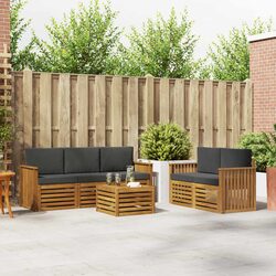 6-Piece Outdoor Sofa Set in Natural Anthracite Acacia Wood