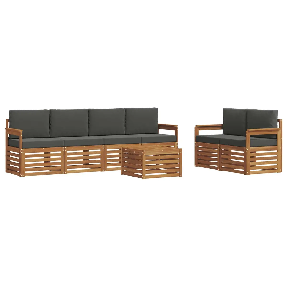 Outdoor Sofa Set Modular 7 Pieces Natural Anthracite Solid Acacia Wood