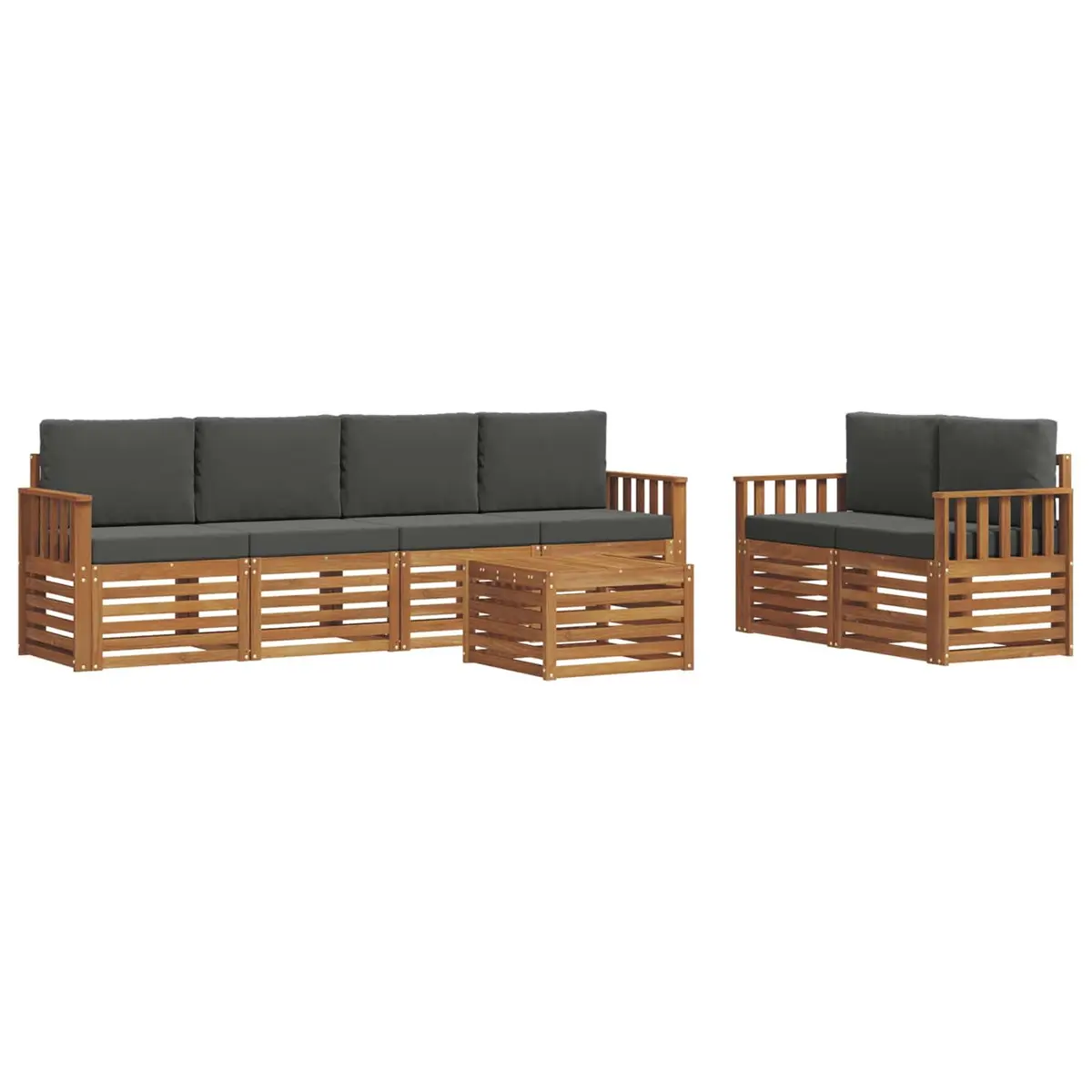 Outdoor Sofa Set Modular 7 Piece Natural Anthracite Solid Acacia Wood