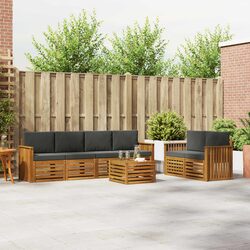 7-Piece Acacia Wood Outdoor Sofa Set for Comfort