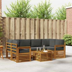 7-Piece Outdoor Sofa Set in Natural Anthracite Acacia