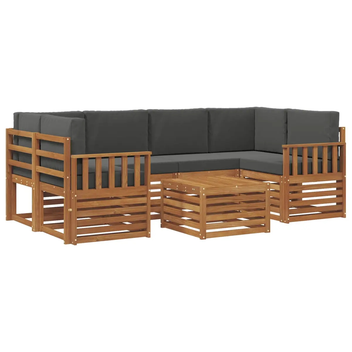 Outdoor Sofa Set Modular 7 Piece Natural Anthracite Solid Acacia Wood