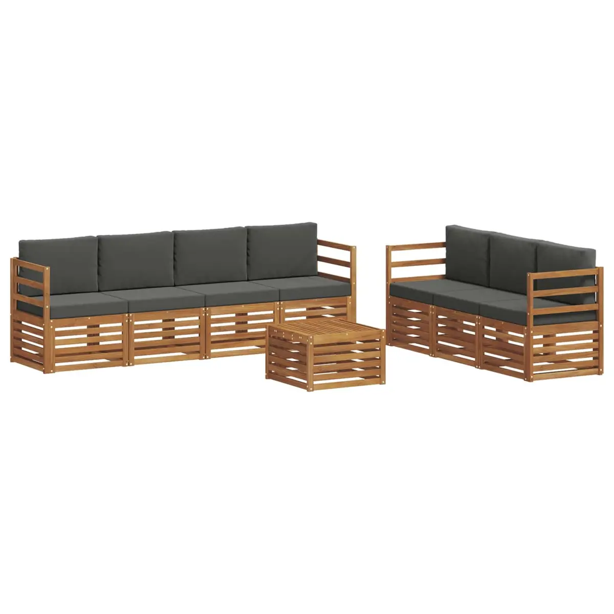 Outdoor Sofa Set 8 Pieces Garden Furniture Acacia Wood Natural Anthracite