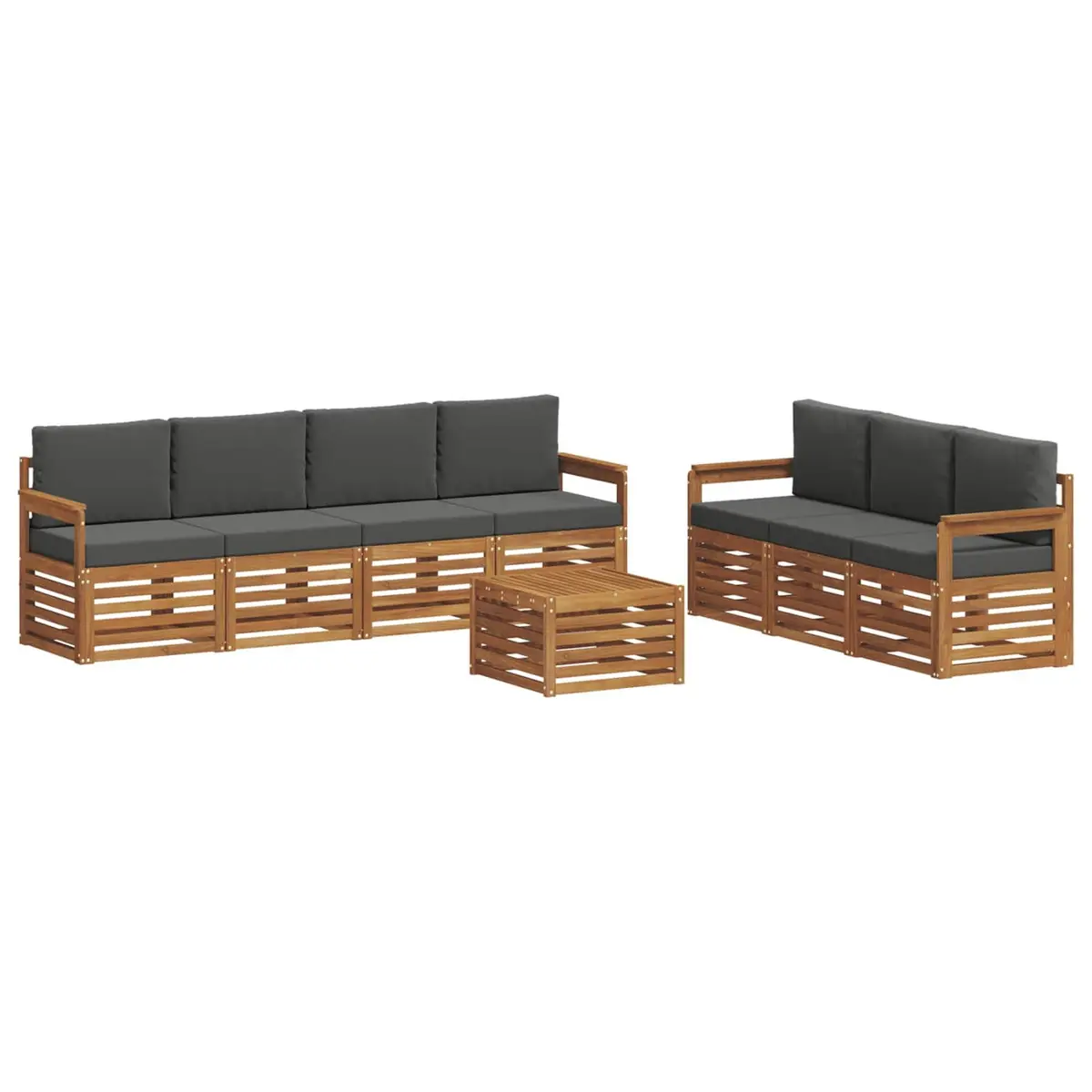 Outdoor Sofa Sets Modular 8 Piece Natural Anthracite Wood