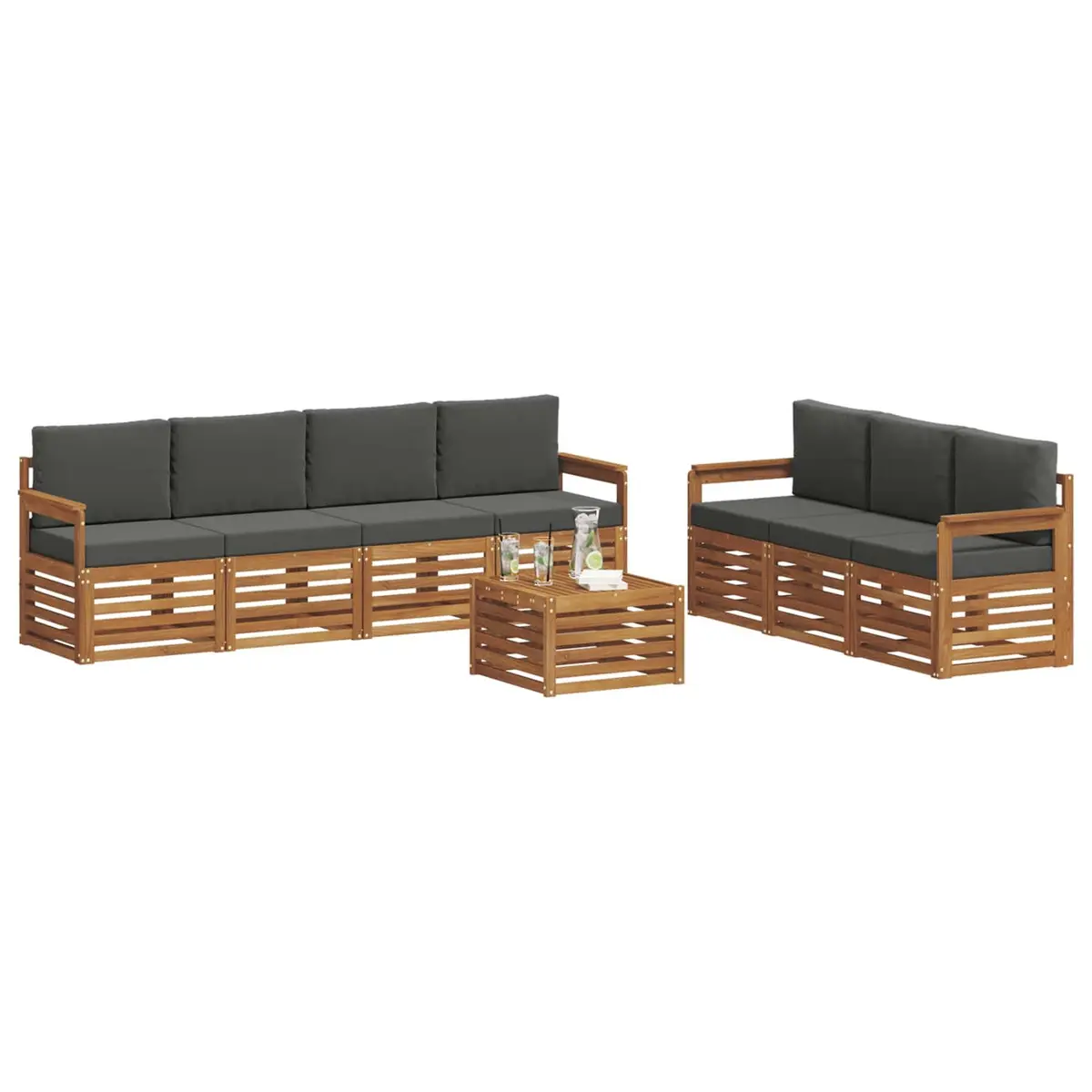 Outdoor Sofa Sets Modular 8 Piece Natural Anthracite Wood