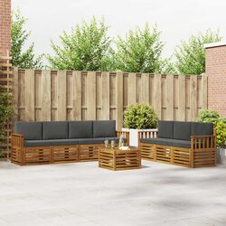 8-Piece Outdoor Sofa Set in Natural and Anthracite Wood