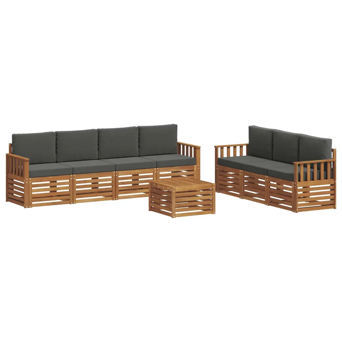 Outdoor Sofa Sets Modular 8 Piece Natural Anthracite Wood Garden Furniture