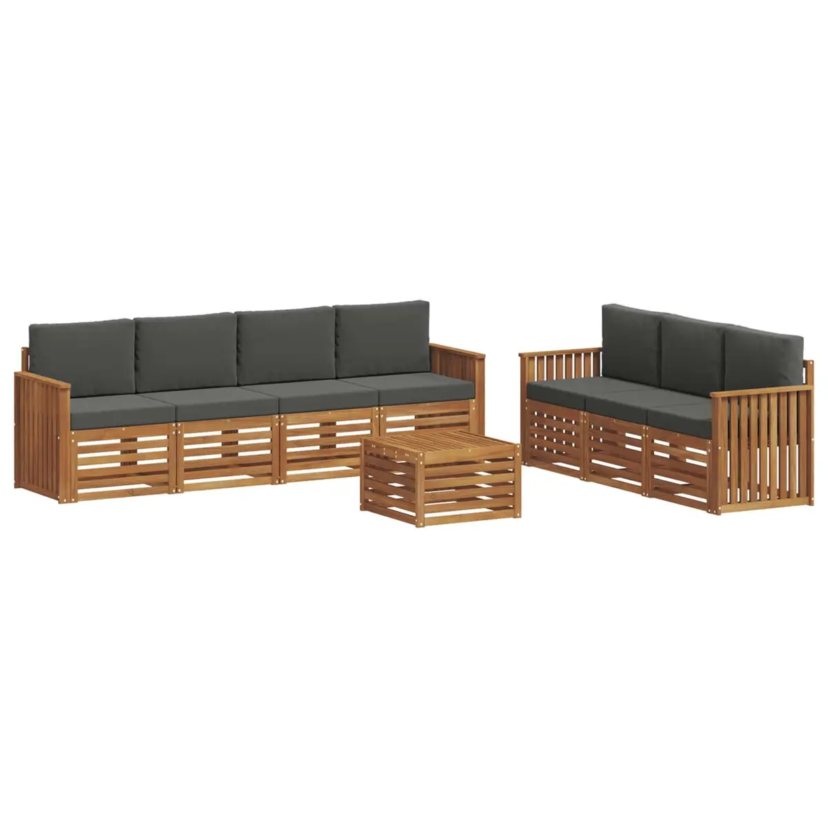 Outdoor Sofa Set Modular 8 Pieces Natural Anthracite Solid Acacia Wood
