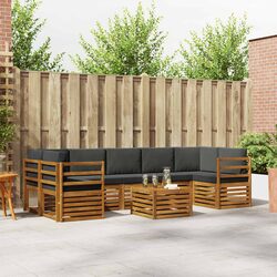 8 Piece Outdoor Sofa Set in Natural Anthracite Wood