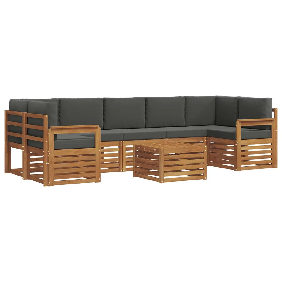 Outdoor Sofa Set Modular 8 Piece Natural Anthracite Solid Acacia Wood Patio Lounge