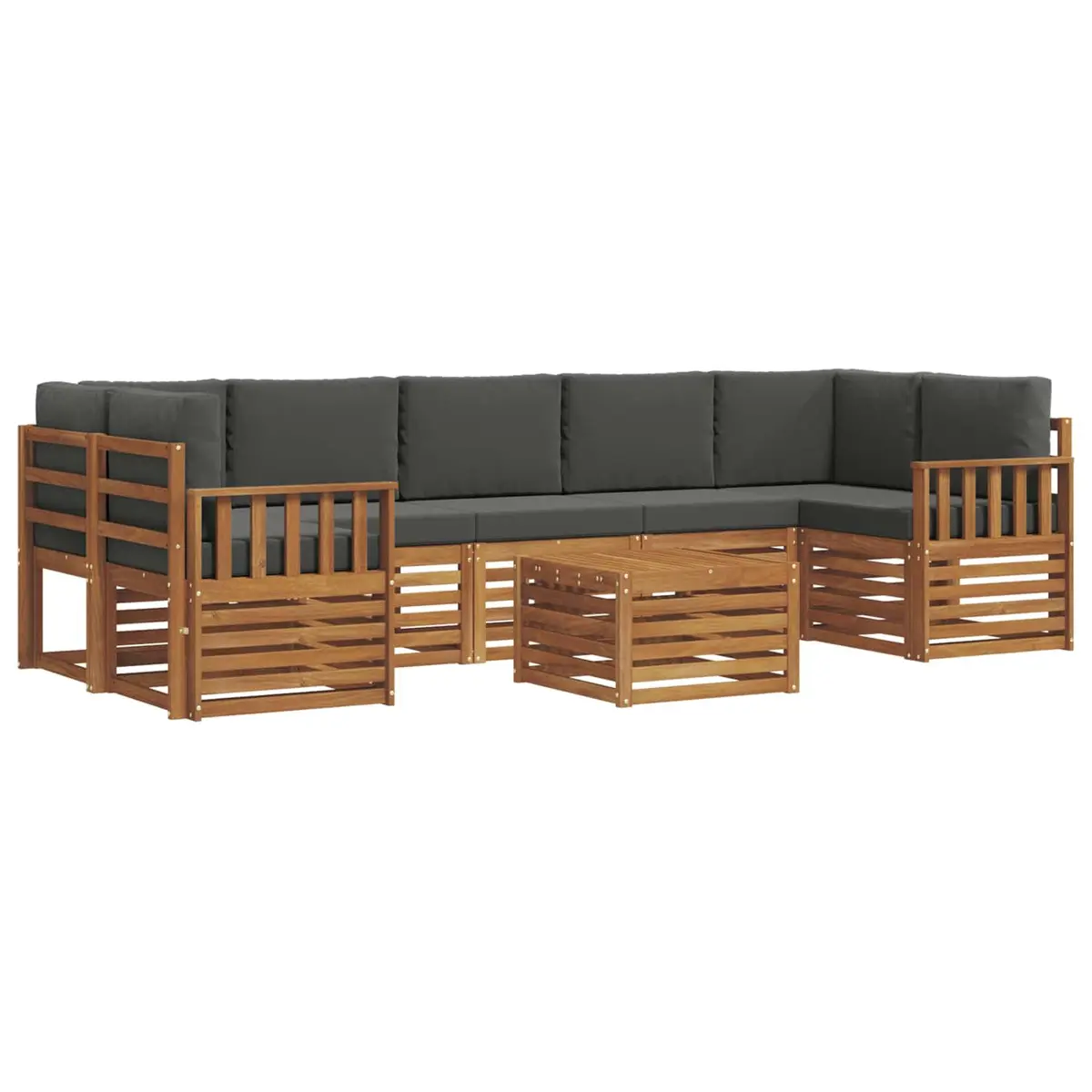 Outdoor Sofa Set Modular 8 Pieces Natural Anthracite Solid Acacia Wood