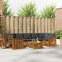 8-Piece Natural Anthracite Acacia Outdoor Sofa Set
