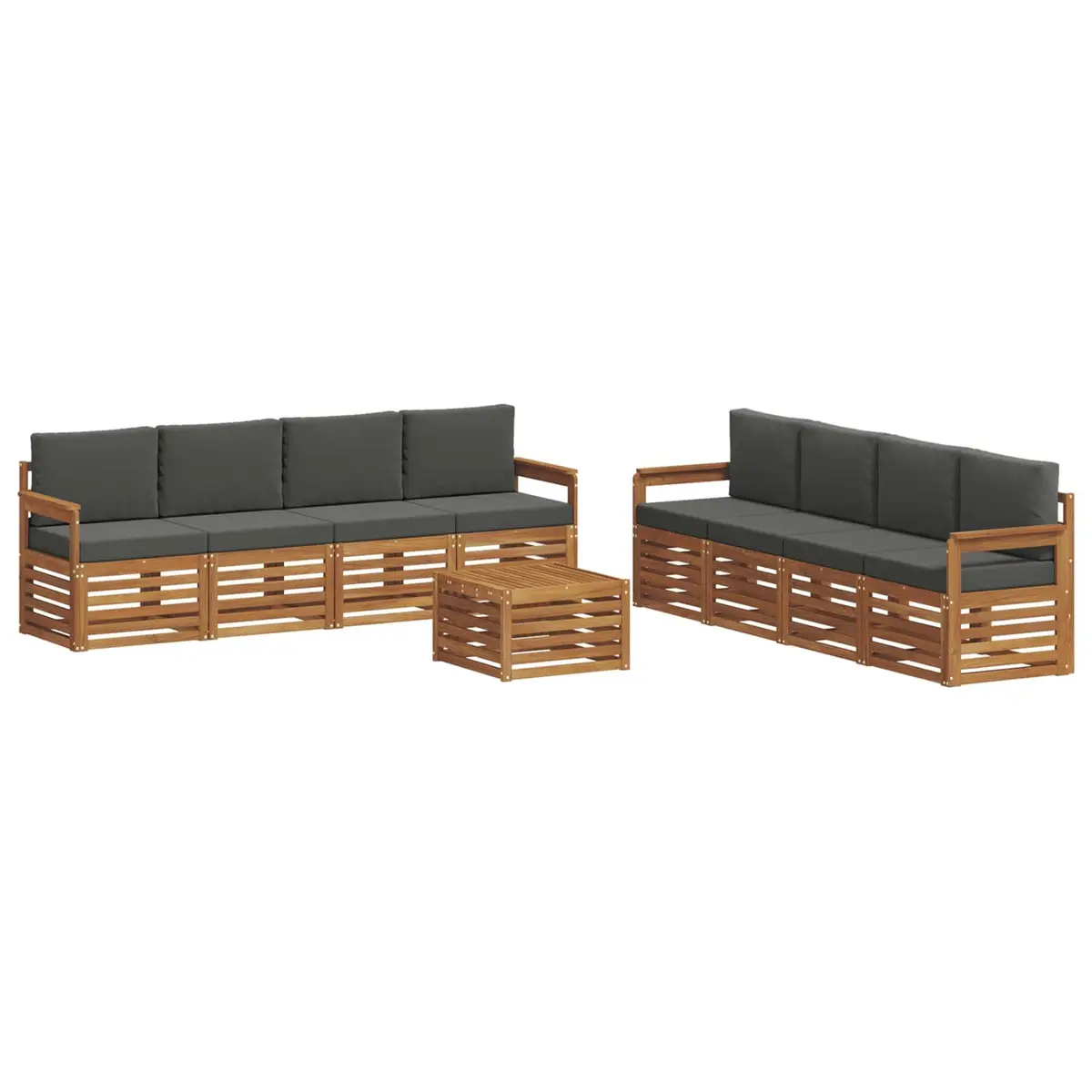 Outdoor Sofa Set Modular 9 Pieces Solid Acacia Wood Garden Furniture