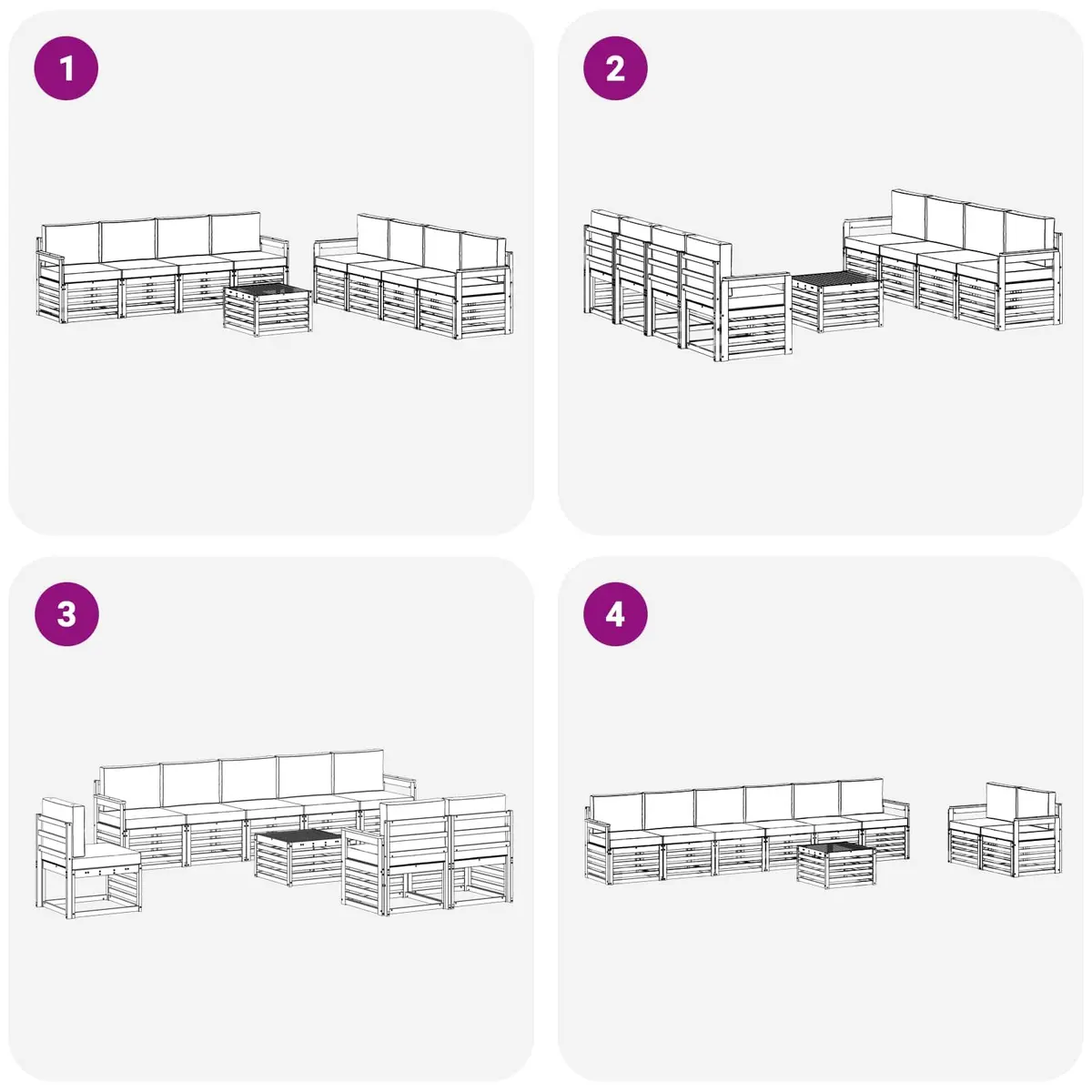Outdoor Sofa Set Modular 9 Pieces Solid Acacia Wood Garden Furniture