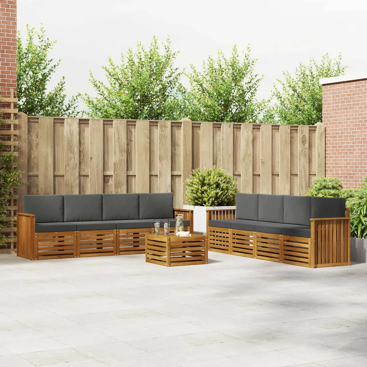 Outdoor Sofa Set 9 Piece Acacia Wood Garden Furniture Modular Lounge Patio