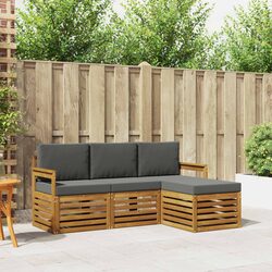 4-Piece Outdoor Sofa Set in Natural Anthracite