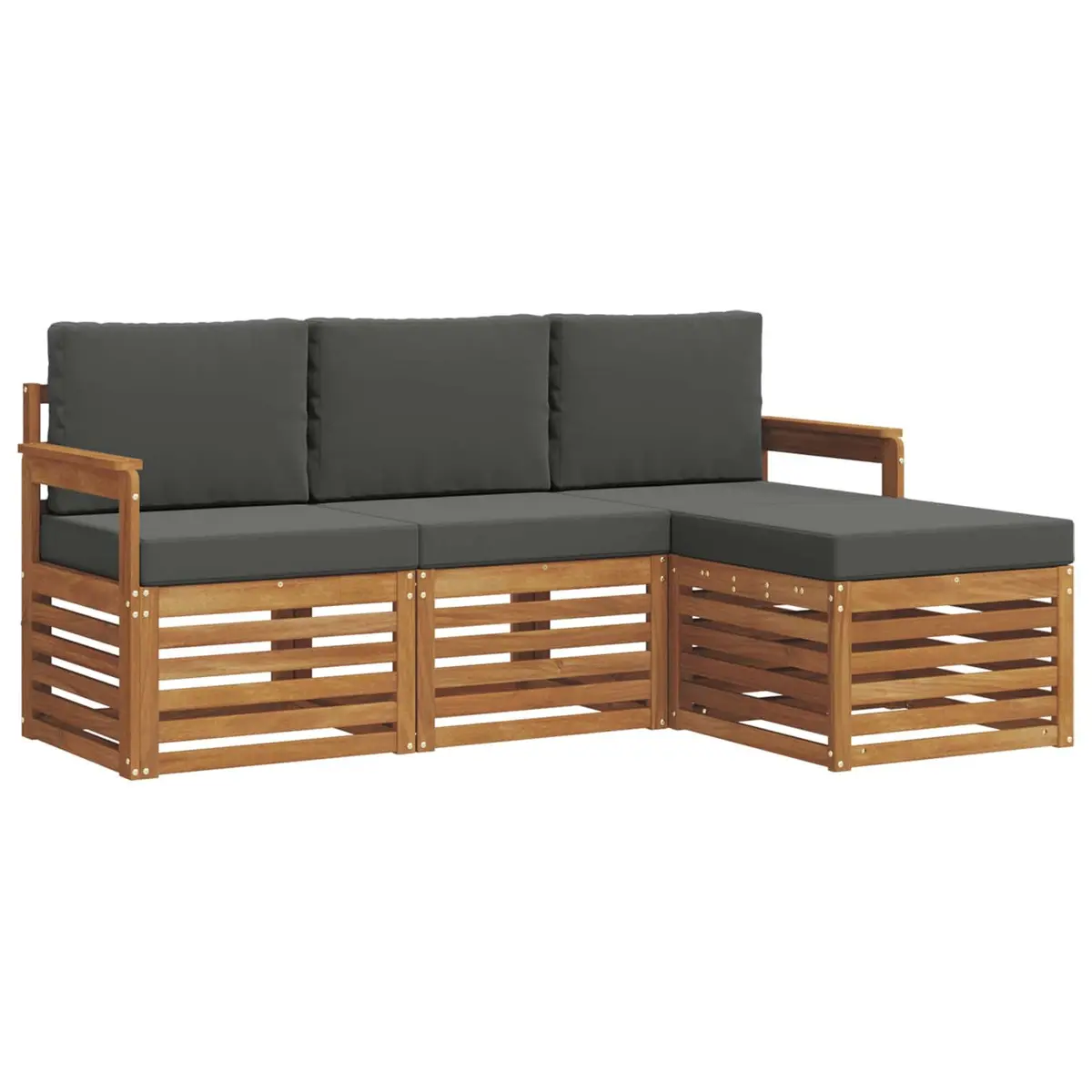Outdoor Sofa Set Modular 4 Piece Natural Anthracite Solid Acacia Wood