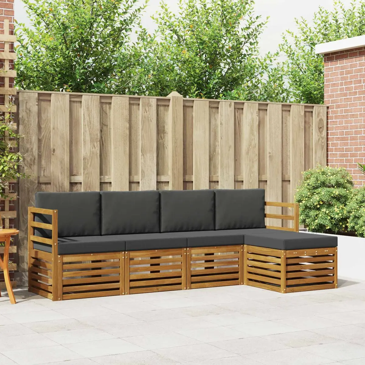Outdoor Sofa Set Modular Sectional 5 Piece Natural Acacia Wood