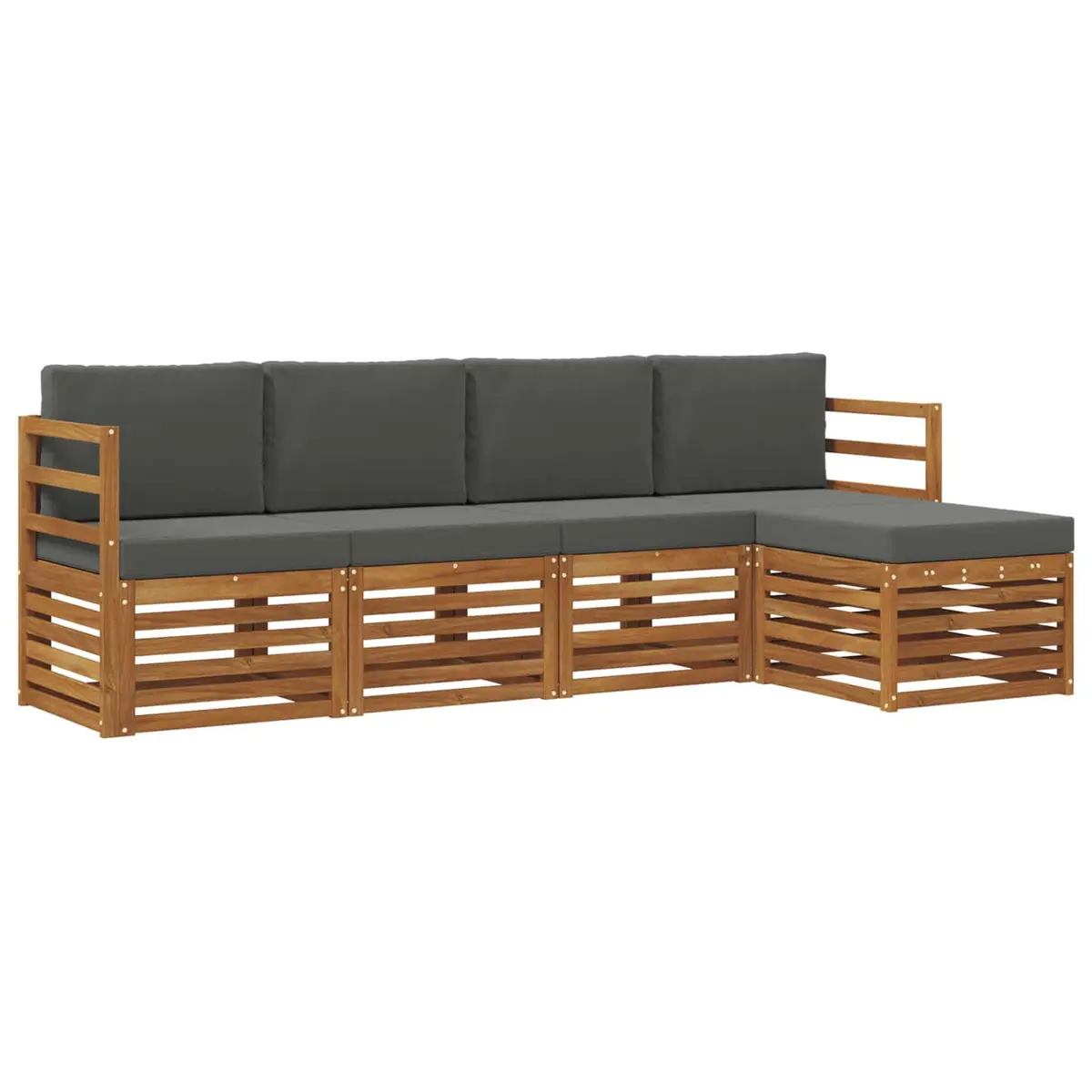 Outdoor Sofa Set Modular Sectional 5 Piece Natural Acacia Wood