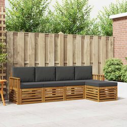 5 Piece Modular Outdoor Sectional Sofa Set in Natural Anthracite