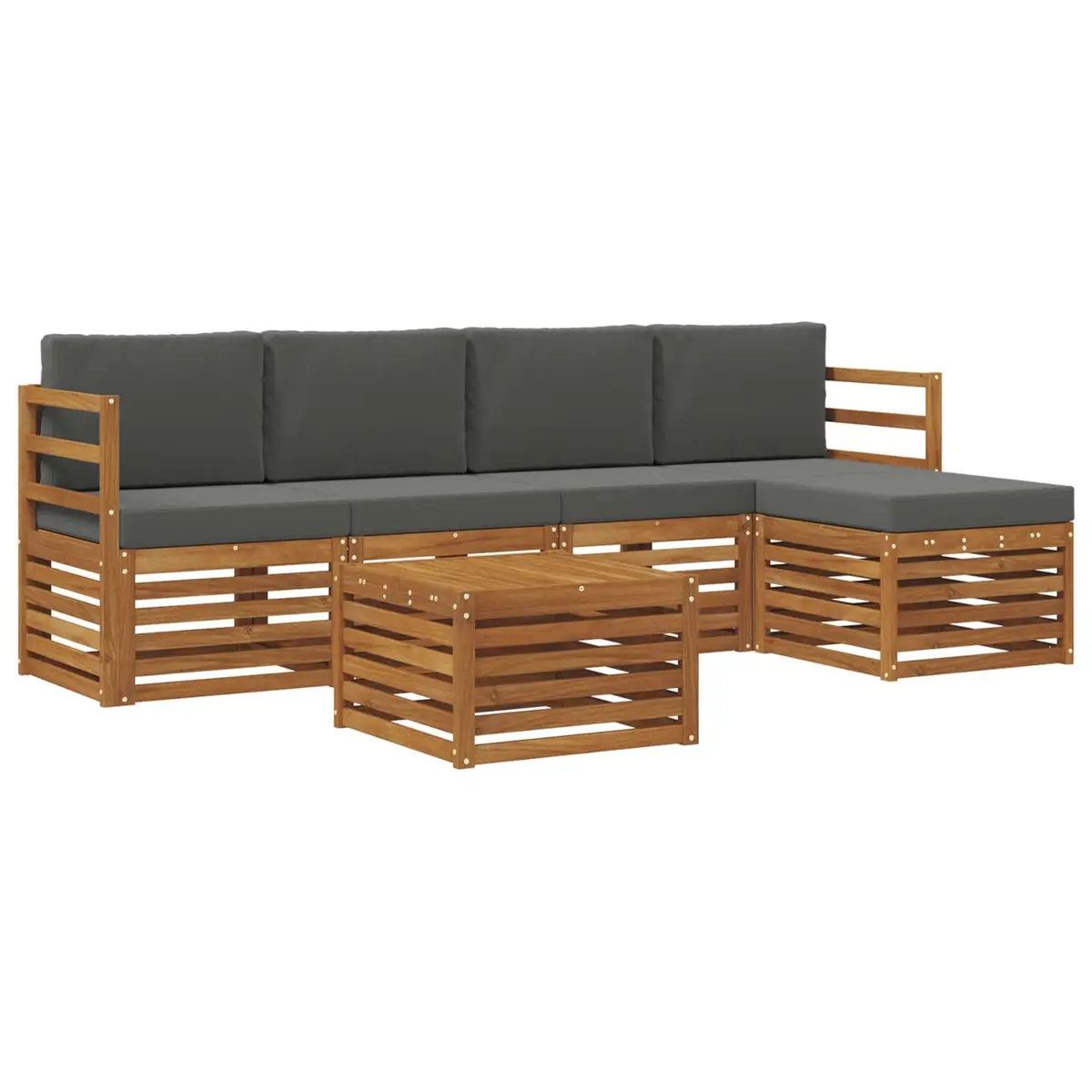 Outdoor Sofa Set 6 Piece Garden Furniture with Cushions Natural Anthracite