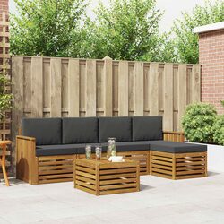 6-Piece Outdoor Sofa Set with Cushions in Natural Anthracite